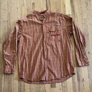 Columbia PHG Men's Performance Red Checkered Long Sleeve Shirt